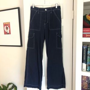DARK BLUE WHITE STITCH PANTS
